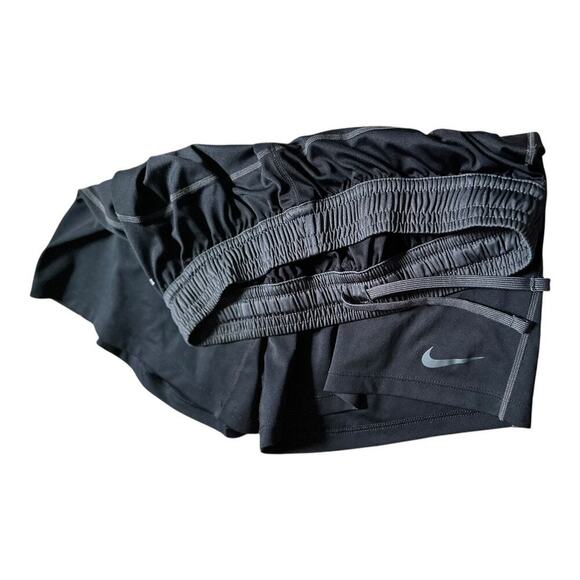 Nike Mens Medium active gym shorts dri-fit black basketball shorts gray swoosh​ - Picture 7 of 8